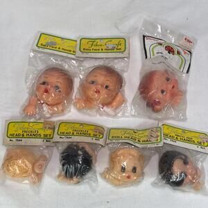 vintage fibre craft Darice Doll Face And Hands Doll Making Lot Of 7 New Old Stoc